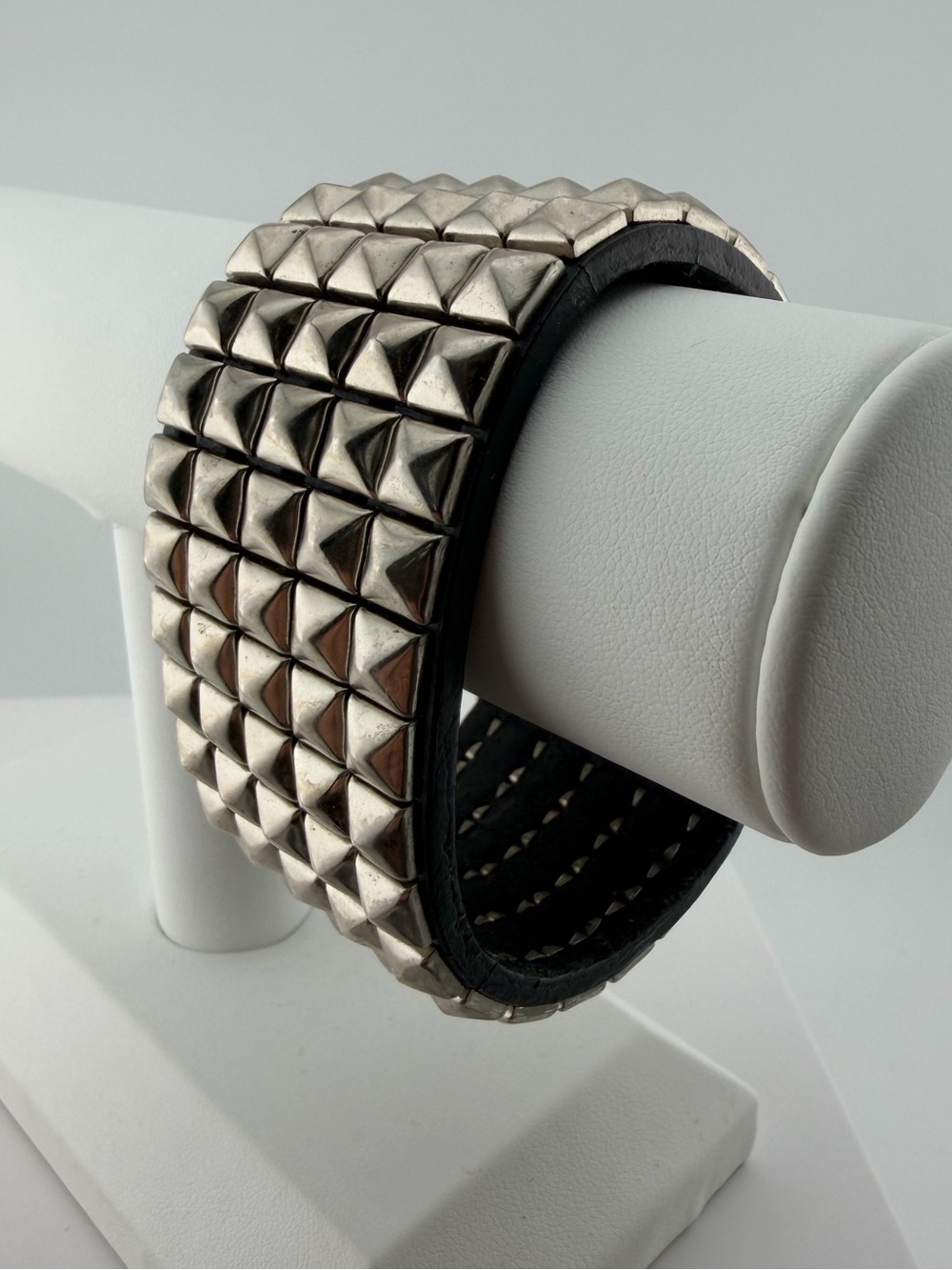 Studded unisex Cuff Bracelet - Silver Pyramid Studs